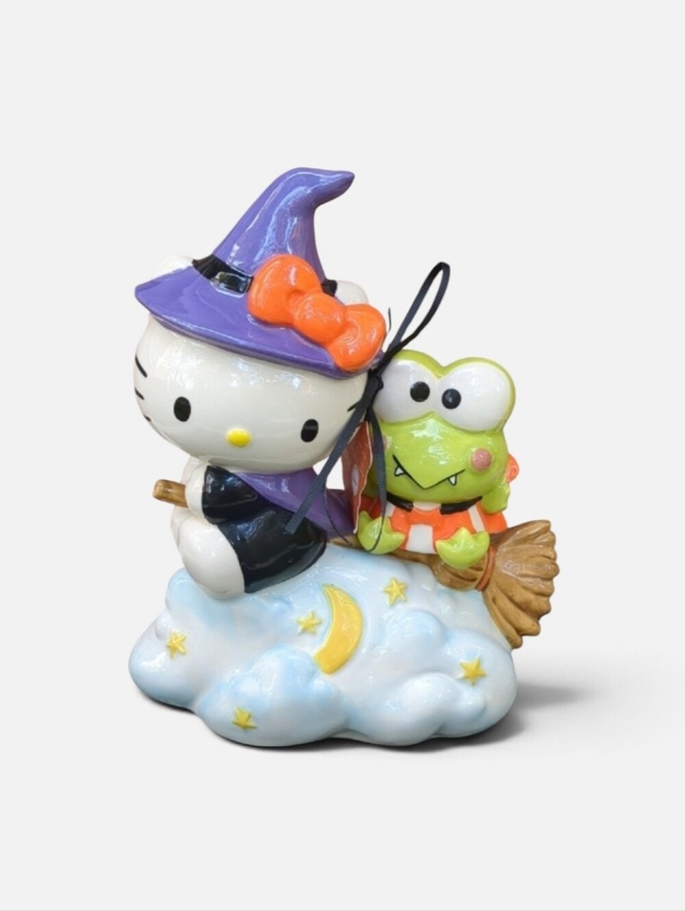 Hello Kitty Halloween Blue Sky Clay Works Ceramic Witch & Keroppi Decoration